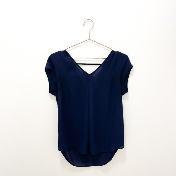 NAVY BLUE N-NECK BLOUSE SIZE SMALL - Picture 1 of 5
